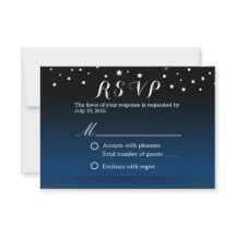 Elegante Blue Starry Night Weding RSVP