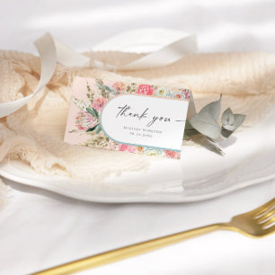 Elegante Blush Bohemian Floral Cartões de agradeci