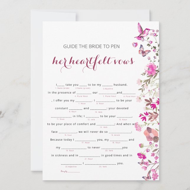 Elegante Blush Bride Heart Vows (Frente)