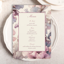 Elegante Blush Floral Chic Na moda Weding Menu