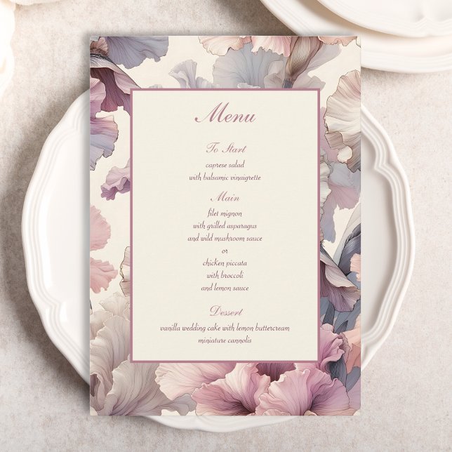 Elegante Blush Floral Chic Na moda Weding Menu (Criador carregado)