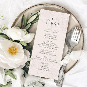 Elegante Blush Floral Greenery Menu Calliografia