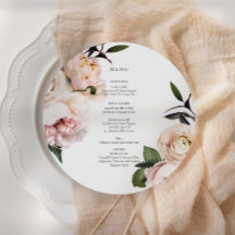 Elegante Blush Floral Round Menu - Chá de panela