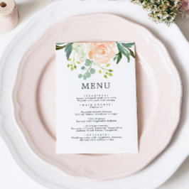 Elegante Blush Rosa e Greenery Floral Weding Menu