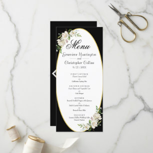 Elegante Boho Black Floral Weding Menu