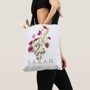 Elegante Boho Floral Wildflower Tote Bag