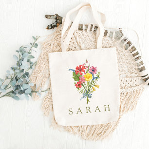 Elegante Boho Floral Wildflower Tote Bag