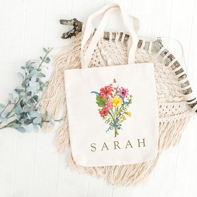 Elegante Boho Floral Wildflower Tote Bag (Criador carregado)
