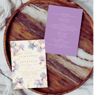 Elegante Boho Iris Tudo Em Um Convite De Casamento