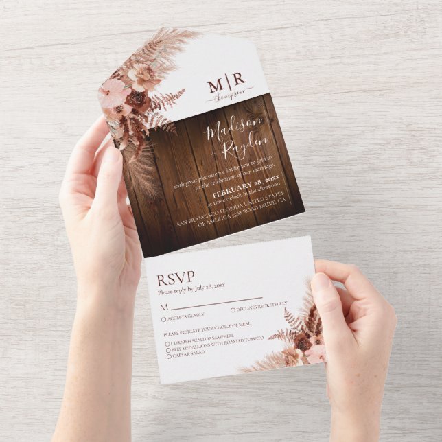Elegante Boho Pampas Grass com Casamento Russo de  (Aba destacável)
