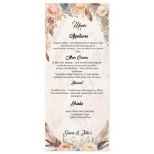 Elegante Boho Wedding Menu