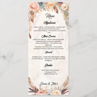 Elegante Boho Wedding Menu