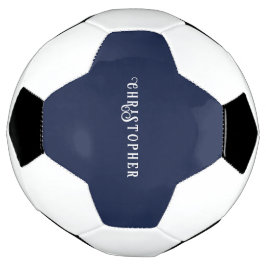 Elegante Bola de Futebol Azul Marinho com Nome Per