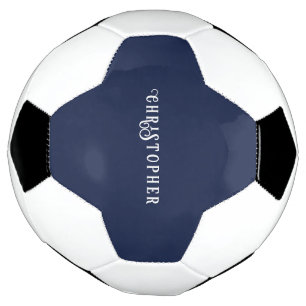 Elegante Bola de Futebol Azul Marinho com Nome Per