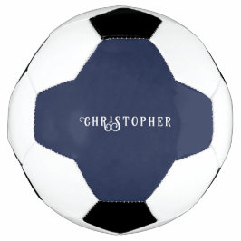Elegante Bola de Futebol Azul Marinho com Nome Per