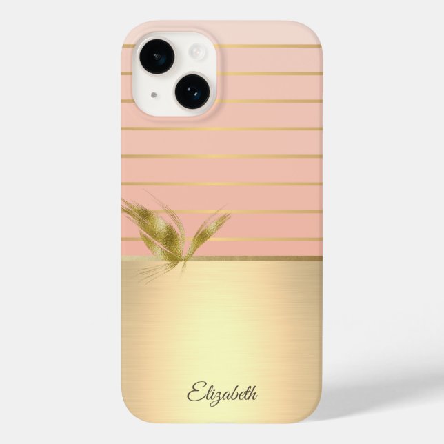 Elegante Borboleta Chic Dourado Listrado  (Verso)