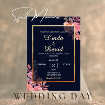 Elegante Borda Floral Rosa Moderno Dourado Casamen