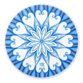 Elegante, branco estético e azul, Mandala, monogra