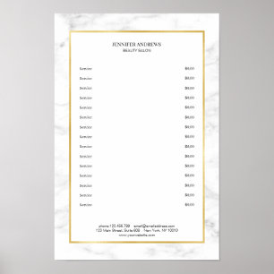 Elegante branco Marble Dourado Poster