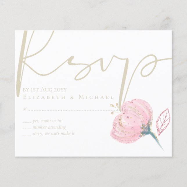 Elegante Brilho Moderno de Casamento em Ouro Rosa (Frente)