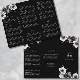 Elegante Brochura de Menu de Serviços de Spa Preto
