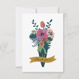 Elegante Buquê de Flores com Fita de Agradecimento