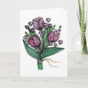 Elegante Buquê de Tulipas em Aquarela Cartão de Bo