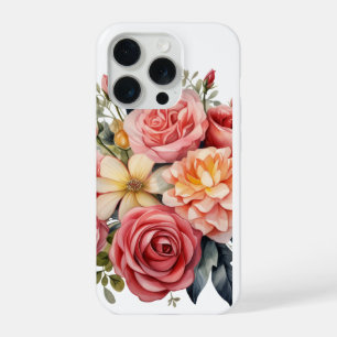Elegante Buquê Floral de Rosas Rosa em Aquarela 