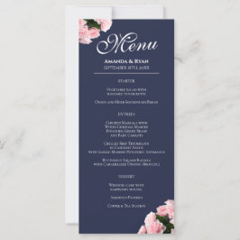 Elegante Buquê Rosa Rosa Rosa Floral Menu Casament