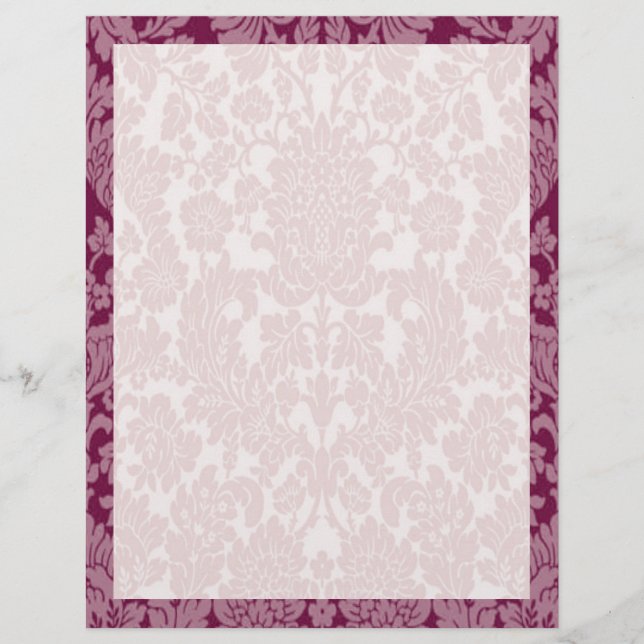 Elegante Burgundy Damask Border Classic (Frente)