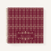 Elegante Burgundy & Dourado Floral Swirl Personali