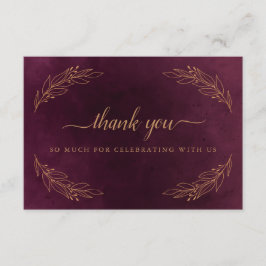 Elegante Burgundy e Dourado Cartões de agradecimen