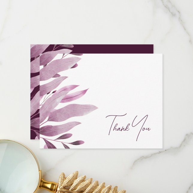 Elegante Burgundy Grande Folga Cartões de agradeci (Frente/Verso In Situ)