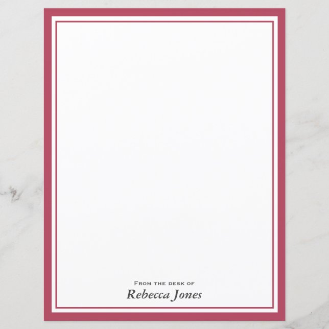Elegante Burgundy Personalizado Da Minha Mesa  (Frente)