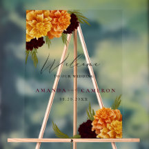 Elegante Burgundy Red Watercolor"MARIGOLD"Welcome