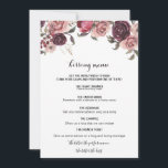 Elegante Burgundy Summer Floral Kissing Menu<br><div class="desc">Este elegante cardápio de beijo floral de Verão burgundy é perfeito para uma recepção de casamento moderna. A design apresenta belos rosas de bordéus rodeados,  desenhados à mão,  bem dispostos em quadros e buquês atraentes.</div>
