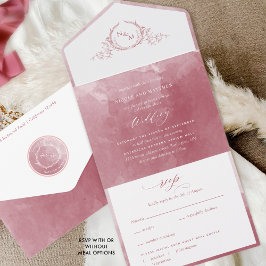 Elegante Burgundy Watercolor Monograma Casamento d