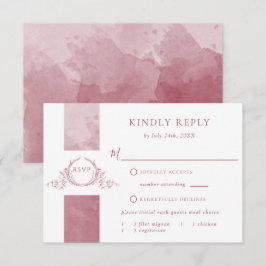 Elegante Burgundy Watercolor Monograma RSVP