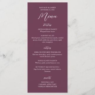 Elegante Burgundy Wedding Menu