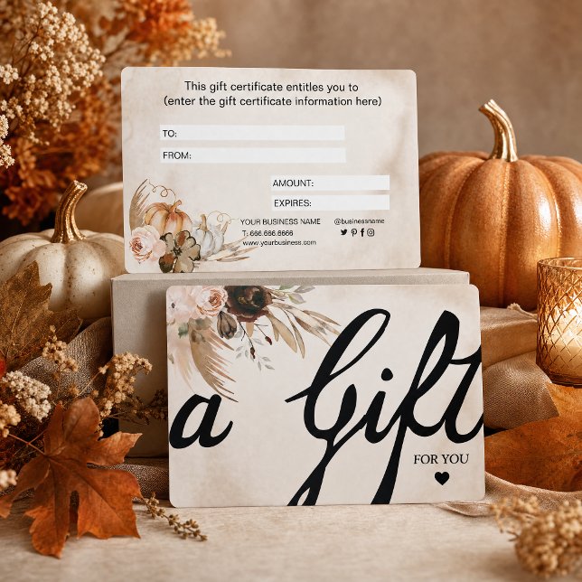 Elegante Caligrafia Floral de Outono Abóbora (Elegant Calligraphy Fall Floral Pumpkin)