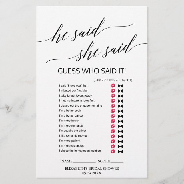 Elegante Caligrafia Negra: "Ele Disse Que Ela Diss (Frente)