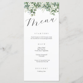 Elegante Calliografia Greenery Floral Weding Menu