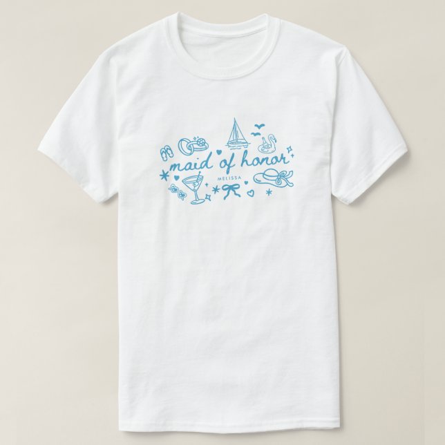 Elegante Camisa Dama de Honra Nome Personalizado A (Frente do Design)