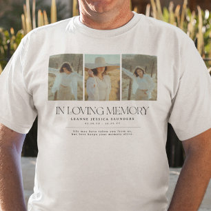 Elegante Camiseta de Colagem de 3 Fotos em Memória