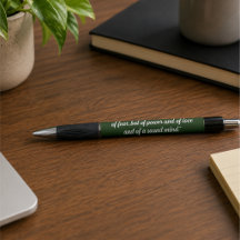 Elegante Caneta Versículo Bíblico Verde Escuro em