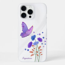 Elegante capa de telefone com borboleta floral em