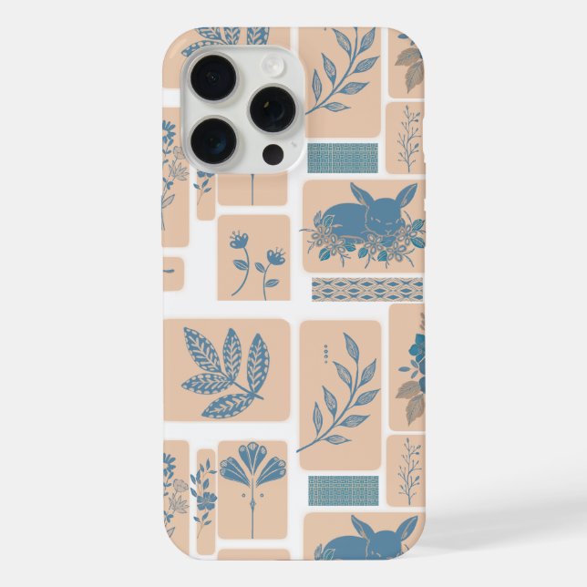 Elegante capa de telefone com padrão botânico de c (Verso)