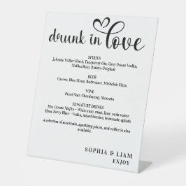 Elegante Cardápio de Casamento Bêbado de Amor Pret