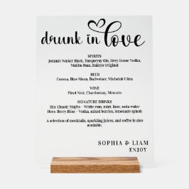 Elegante Cardápio de Casamento Bêbados de Amor Pre
