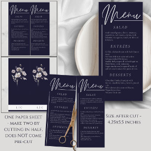 Elegante cardápio duplo de água-forte para casamen